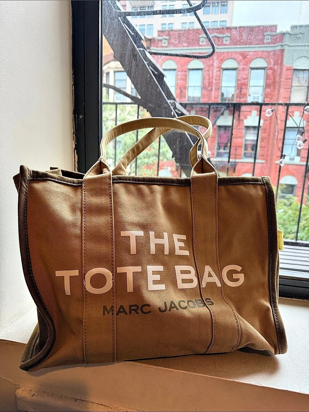 Marc Jacobs LARGE The Tote Bag Canvas Tote in Brown & Yellow